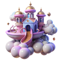 elegant abstract Enchanted Castle on Clouds A Whimsical 3D Render high resolution png