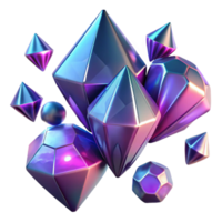 impressive abstract Iridescent Gem Cluster 3D Render of Colorful Crystals high resolution png