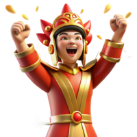 wonderful classic Joyful 3D Render of a Child in Festive Red and Gold genuine png
