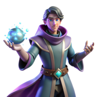serene classic Young Wizard 3D Render high resolution png
