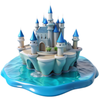 wonderful minimalist Enchanted Island Castle Fantasy Architecture 3D Render original png