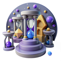 beautiful artistic Time, Geometry, and Abstract Space A 3D Render high quality png