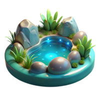 beautiful vintage Serene Illuminated Pond 3D Render of a Tranquil Oasis genuine png