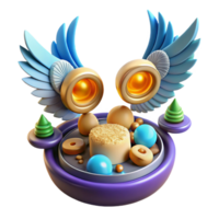 magnificent rustic Abstract 3D Render Colorful Wings, Geometric Shapes, and Objects authentic png