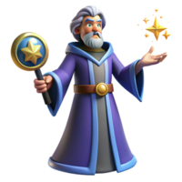 elegant modern Wise Wizard 3D Render authentic png