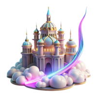 wonderful abstract Enchanted Palace Atop Clouds 3D Render premium png