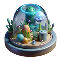 serene contemporary Enchanted Glass Dome 3D Rendered Miniature Ecosystem high quality png