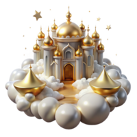 dramatic abstract Golden Palace on Clouds 3D Render of an Architectural Fantasy original png