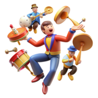 serene abstract Joyful 3D Animated Musicians Playing Instruments 4K png