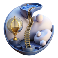 impressive modern Abstract 3D Render Gold Spiral Staircase and Glass Globe original png
