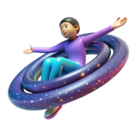 impressive modern Cosmic Journey 3D Render of Person in Space premium png