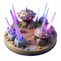 stunning rustic Alien Spaceship Landing 3D Illustration premium png