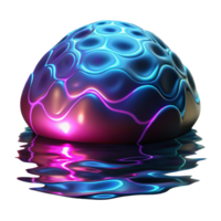 impressive rustic Abstract 3D Render Neon Organic Form in Reflective Liquid high resolution png