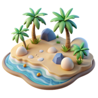 elegant modern Tropical Island Paradise 3D Render of Idyllic Beach Scene authentic png