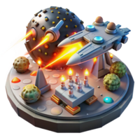 stunning rustic 3D Render Spaceship Attacking Planet high quality png