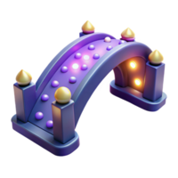 vibrant rustic Purple Illuminated Bridge 3D Render authentic png