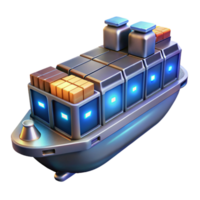 serene modern Futuristic Cargo Ship 3D Render detailed png