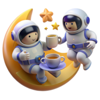 magnificent creative Astronauts Enjoying Tea on the Moon high resolution png