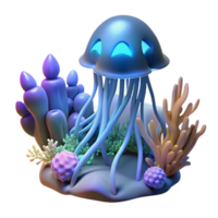 stunning abstract Glowing Jellyfish in Underwater Scene authentic png