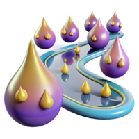 beautiful minimalist Abstract 3D Rendering Colorful Droplets Flowing on a Path exclusive png