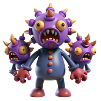 extraordinary traditional Cute Monster Family 3D Cartoon Virus professional png