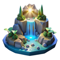 stunning abstract Tranquil Waterfall Oasis 3D Render of Serene Nature Scene original png