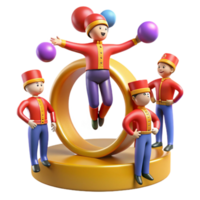 stunning traditional 3D Animated Circus Characters Jumping Through Ring high resolution png