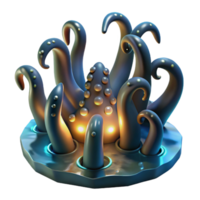 dramatic contemporary Glowing Deep Sea Creature with Multiple Tentacles high quality png