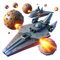 extraordinary abstract Spaceship 3D Render, Galactic Battle genuine png