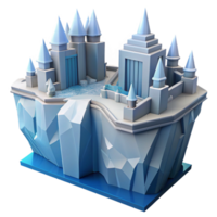 dramatic artistic Ice Castle on Clifftop 3D Render premium png