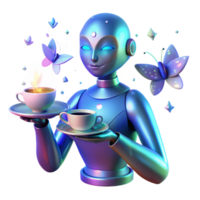 serene artistic Robot Serving Coffee AI and Automation in Service 4K png