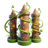 elegant contemporary Enchanted Towers 3D Render of Fantasy Architecture high resolution png