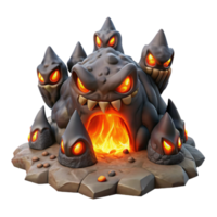 serene contemporary Fiery Monster Cave 3D Render of a Lava Creature Lair 4K png