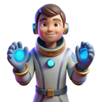 serene abstract 3D Cartoon Astronaut with Glowing Orbs professional png