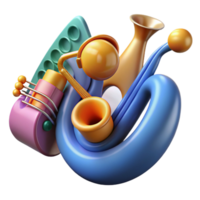extraordinaire artistique abstrait saxophone 3d rendre coloré, courbée conception authentique png