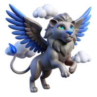 impressive abstract 3D Render Majestic Winged Lion in Flight 4K png