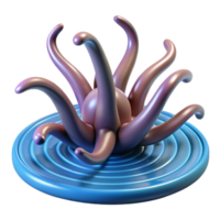 vibrant classic Abstract 3D Render Multi-tentacled Organism in Water authentic png