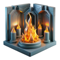 impressive rustic Fiery Altar 3D Render of a Fantasy Shrine original png
