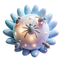 stunning vintage Microscopic Pests Infesting Cell 3D Render 4K png