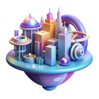 serene rustic Futuristic Cityscape A 3D Render of a Vibrant, Modern Metropolis authentic png