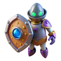 impressive rustic 3D Render Cute Robot Knight with Shield original png