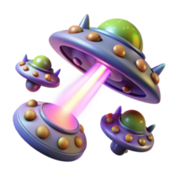wonderful artistic 3D Render of Cartoon UFOs high quality png