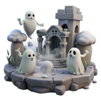 impressive modern Spooky Ghosts in Haunted Ruins 4K png