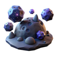 extraordinary abstract 3D Render of Crystalline Asteroid Field professional png