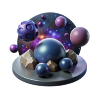 impressive abstract Cosmic Spheres 3D Render of Celestial Bodies on Platform original png