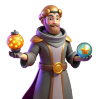 serene minimalist Wise Wizard 3D Render high resolution png