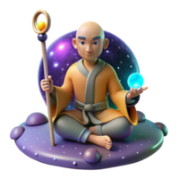 impressive modern 3D Monk in Space Cosmic Serenity Illustration original png