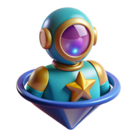 beautiful rustic 3D Render Astronaut Robot in Spaceship detailed png