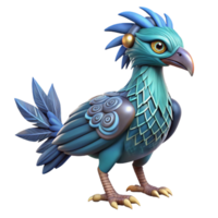 serene abstract Teal Avian Creature with Swirling Feathers high quality png