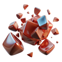extraordinary traditional Abstract 3D Cubes Exploding, Shiny Brown Geometric Shapes original png
